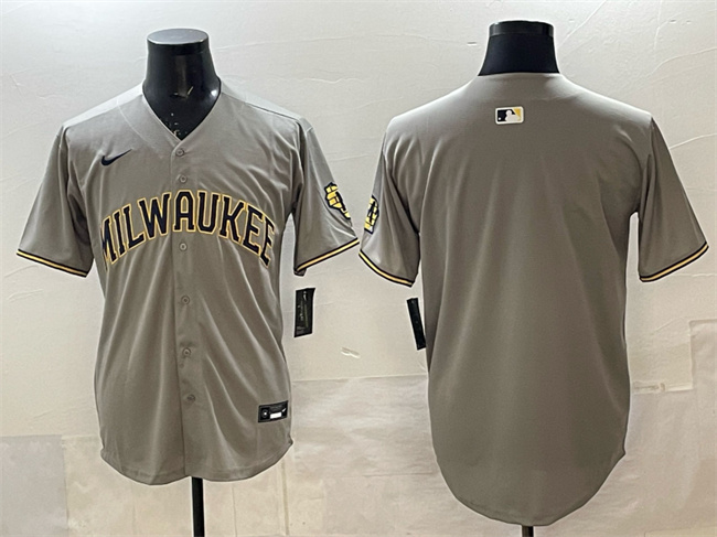 Men's Grey Milwaukee Brewers Blank Home Limited Stitched Jersey
